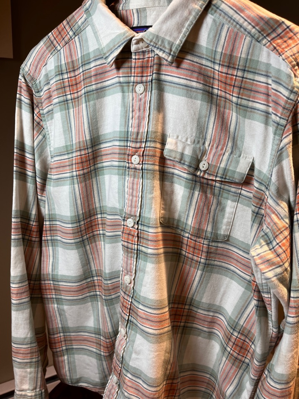 Patagonia Plaid Organic Cotton Shirt in Cream, Tan & Sage